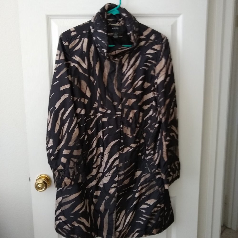Alfani Women'sTrench Coat Zebra Black/Tan Lightweight L New